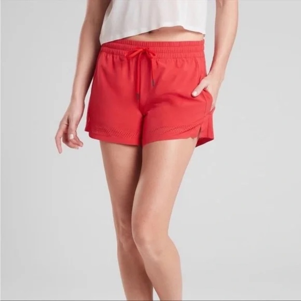 Athleta Laser Cut Baja Short in Tomato Red